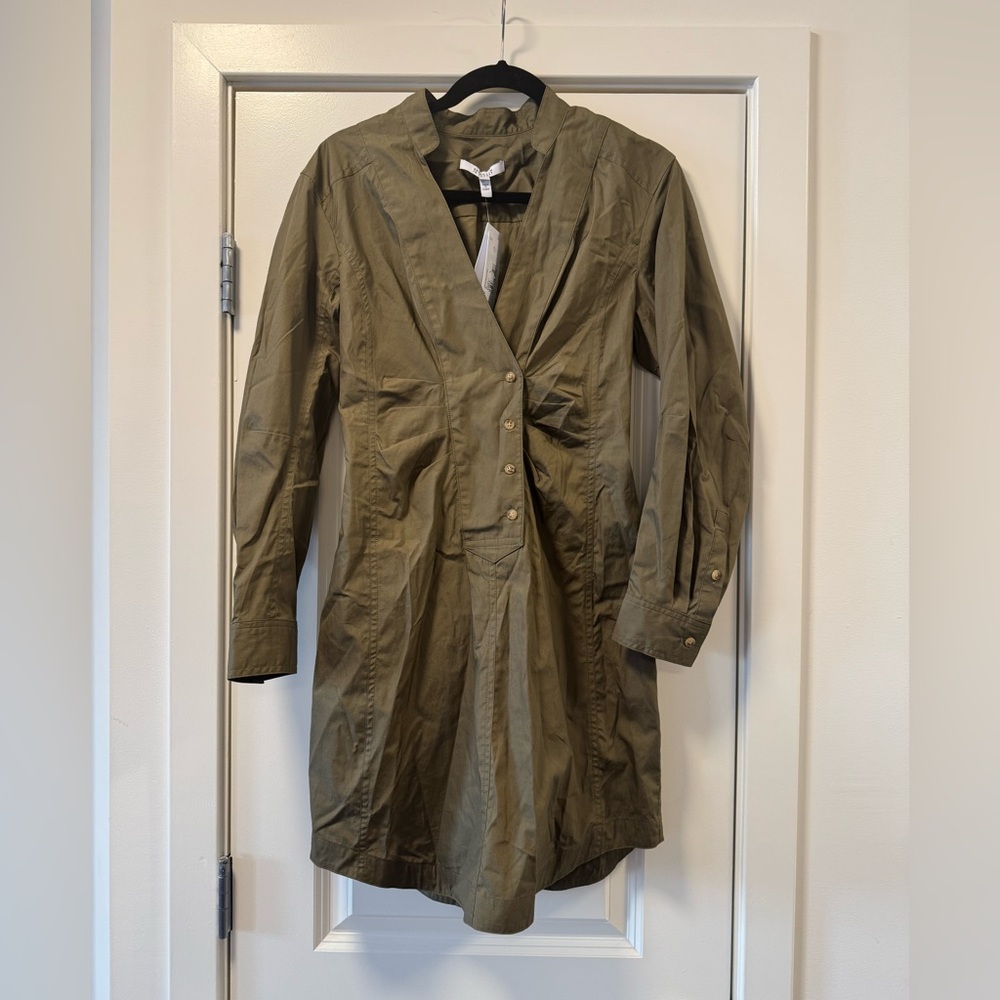 Derek Lam 10 Crosby Beverly Shirtdress Fatigue Green Sz 4 - Picture 6 of 11